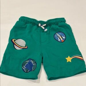 Mini Boden Teal Space-Themed Shorts